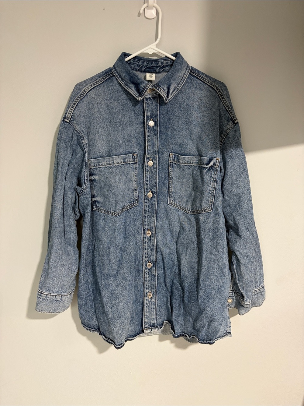 H&M Women's Oversized Blue Denim Shirt Jacket